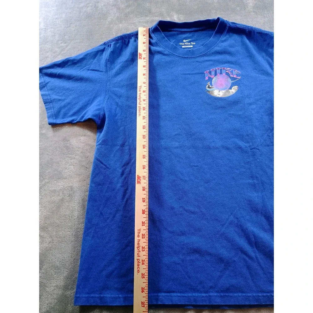 Nike Kids Basketball No Fly Zone Graphic‎ Tee Blue Small Loose Fit Short Sleeve